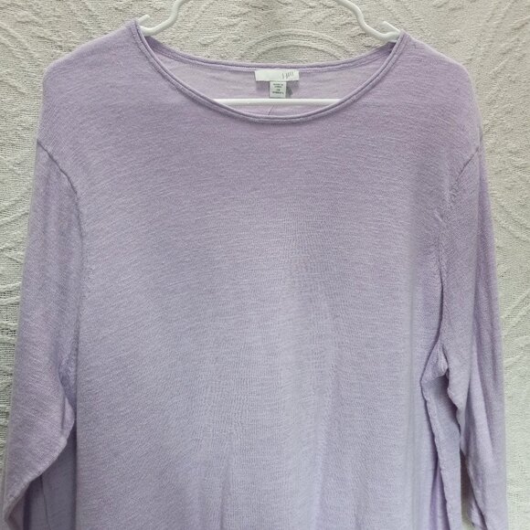 J. Jill Dusty Pale Lilac Linen/Cotton 3/4 Sleeve Crew Neck Shirt 2XL (T-372) - Picture 3 of 9